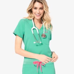 XXS Figs Catarina Scrub Top - Surgical Green